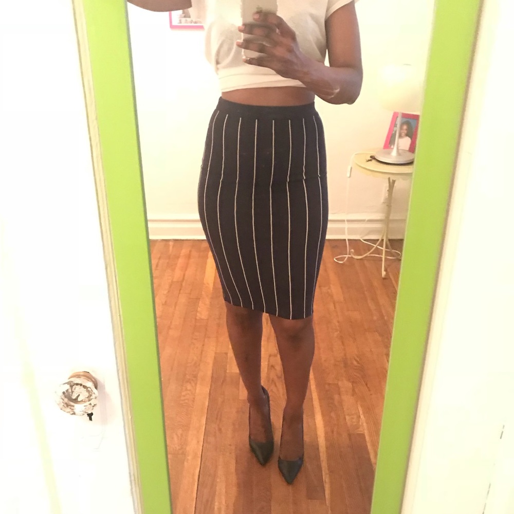 H&M Navy/White Pencil Skirt
